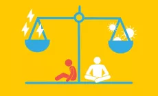 graphic shows balancing scale with sad figure on one side, calm figure on the other